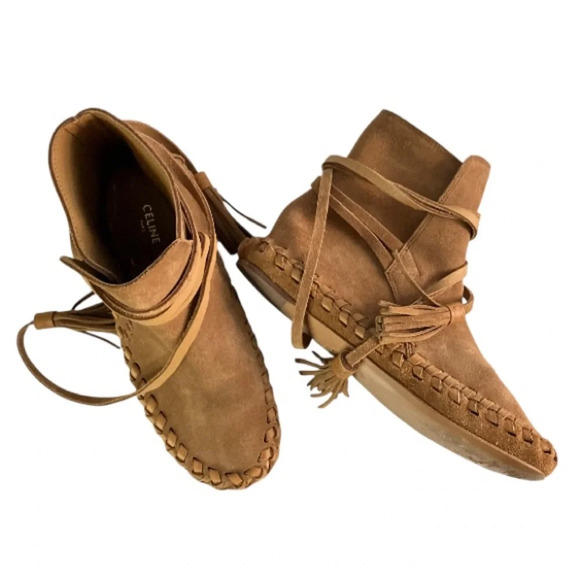 Celine Marlou Suede Moccasin Booties - Picture 1 of 9